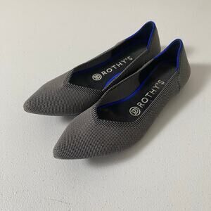 Rothy's Sz 7 The Point Cloud Gray Knit Ballet Flat Slip On Comfort Shoe Birdseye